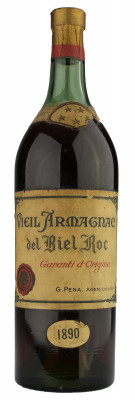 Très vielle bouteille d’Armagnac de 1890. Propriétaire Pena à Agen - Cuvée Biel Roc