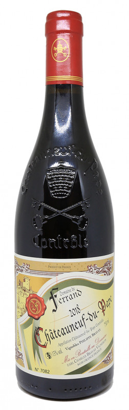 bouteille vin rouge, Domaine de Ferrand, Ch&acirc;teauneuf-du-Pape 2018, vieilles vignes, Rh&ocirc;ne sud