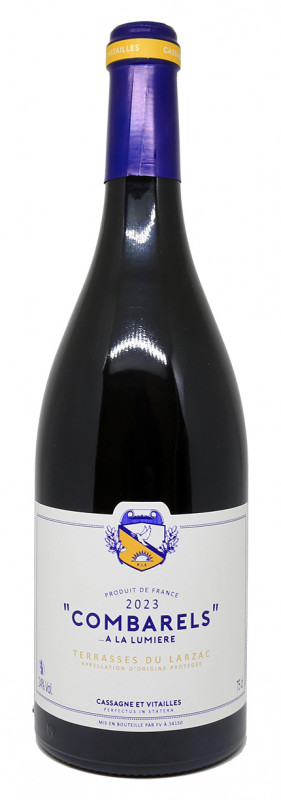 Bouteille Domaine Cassagne et Vitailles Combarels &agrave; la Lumi&egrave;re 2023, vin rouge biodynamique &eacute;lev&eacute; en barriques Chassin et &oelig;ufs b&eacute;ton, terroir de Montpeyroux, Languedoc