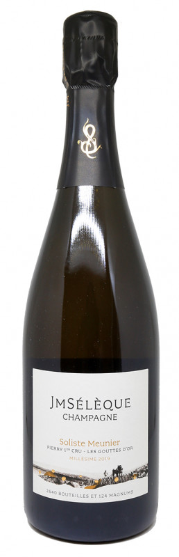 Champagne J-M S&eacute;l&egrave;que, Soliste Meunier, Les Gouttes d&rsquo;Or, 2019, Pierry Premier Cru, bouteille, champagne parcellaire, terroir, champagne nature, extra-brut