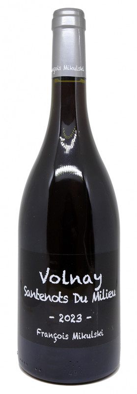 bouteille de vin rouge, fran&ccedil;ois mikulski, volnay 1er cru santenots du milieu 2023, &eacute;tiquette sobre
