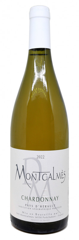 bouteille de vin blanc, Domaine de Montcalm&egrave;s, Chardonnay 2022, vin du Languedoc