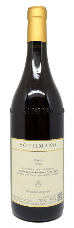 bouteille de vin Mat&eacute; 2024, Azienda Agricola Sottimano, vignoble bio du Pi&eacute;mont, vin rouge 100% Brachetto, nature, fermentation naturelle, cuves inox