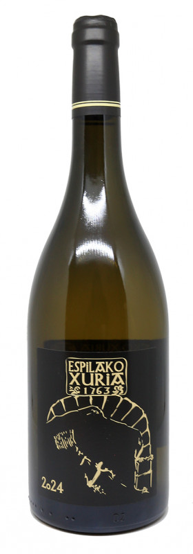 bouteille espilako xuria 2024, vin blanc naturel, pays basque, iroul&eacute;guy, paul carricaburu, c&eacute;pages petit manseng, petit courbu, gros manseng, vin bio, &eacute;levage cuve inox, sur lies fines, vignoble pays basque