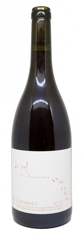 Bouteille La Mariota Le Vol des &Eacute;tourneaux 2023, vin rouge Roussillon, vignoble bio, domaine familial, terroirs schiste et calcaire, nature et authenticit&eacute;, Syrah Grenache Carignan