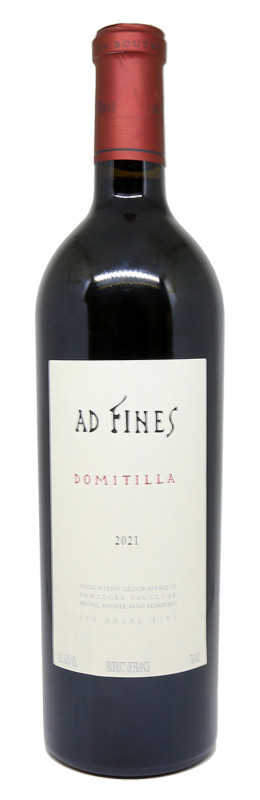 bouteille de vin Domitilla 2021 du Domaine Ad Fines, Luberon, vin rouge, Serine et Cabernet Sauvignon, petit domaine viticole, vin de M&eacute;nerbes
