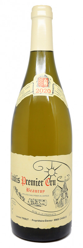 bouteille de Chablis 1er Cru Beauroy 2020, Domaine Laurent Tribut, vin blanc de Bourgogne, vin de terroir