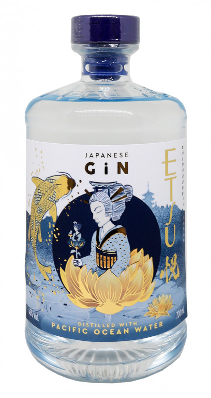 bouteille Etsu Pacific Ocean Water, gin japonais, eau du Pacifique, yuzu, gin premium, Hokkaido, distillerie Asahikawa, cocktail gin, tonic