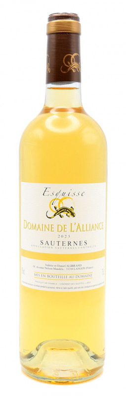 bouteille de vin blanc moelleux, Domaine de l&rsquo;Alliance, Esquisse 2023